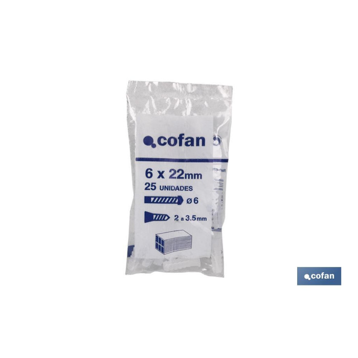 BOLSA 25 UDS TACO PLÁSTICO 8mm