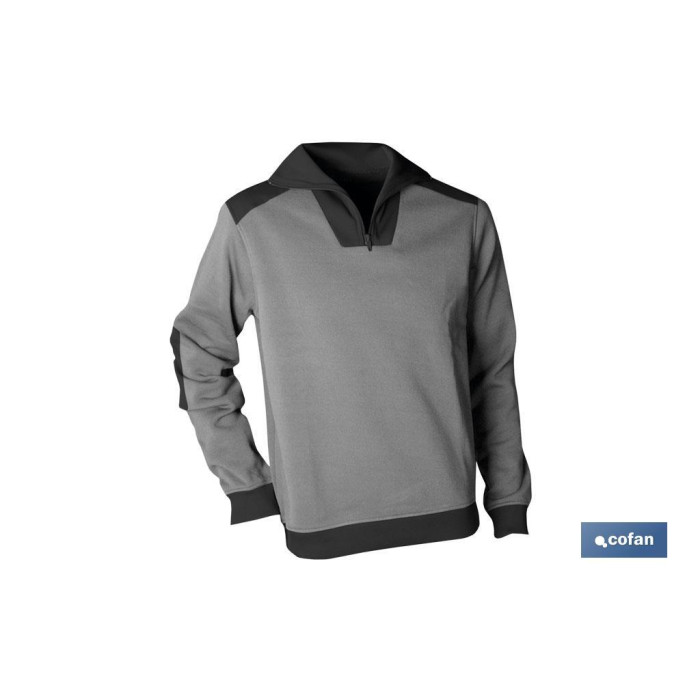 SUDADERA CUELLO CREMALL. "VOLTA" 280gms/m GRIS-NEGRO T-XL