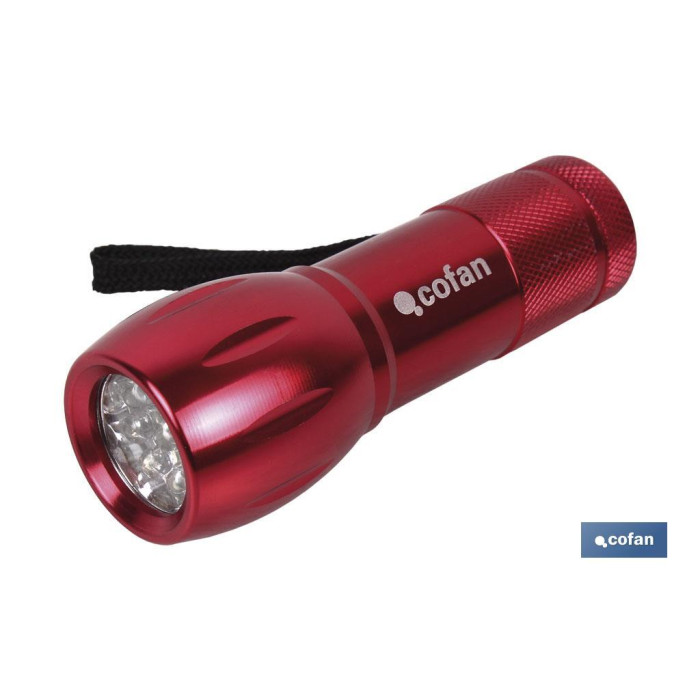 LINTERNA 9 LED ALUMINIO COLORES