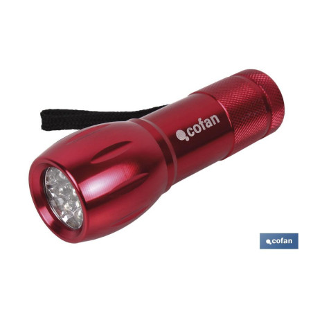 LINTERNA 9 LED ALUMINIO COLORES