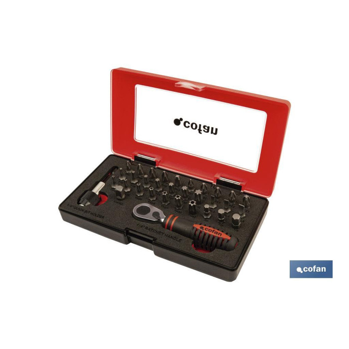 SET MINI CARRACA 1/4" CON PUNTAS (33 PCS.)