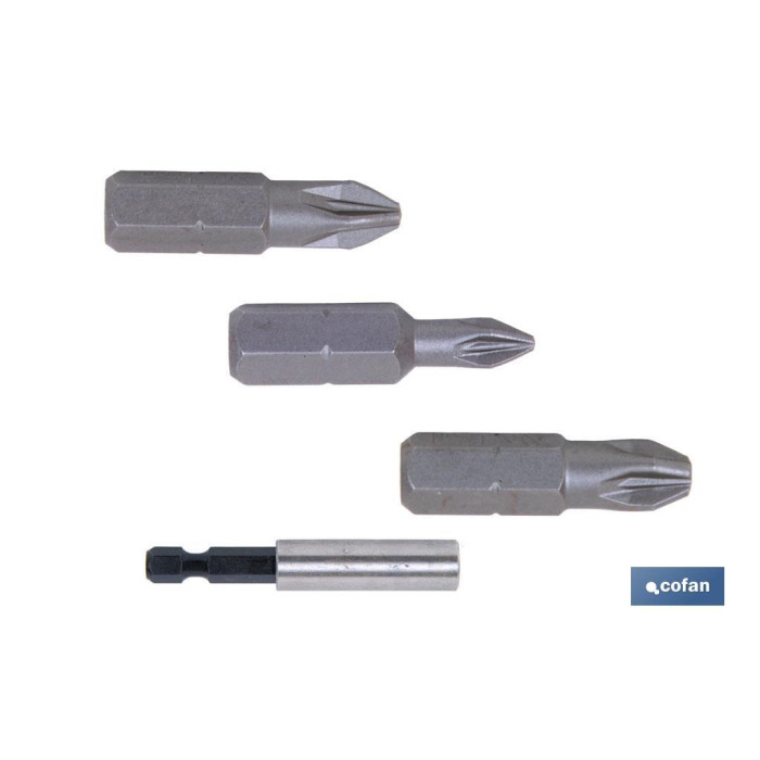 SURTIDO PUNTAS 1/4" PZ-1-2-3X25 + ADAPTADOR