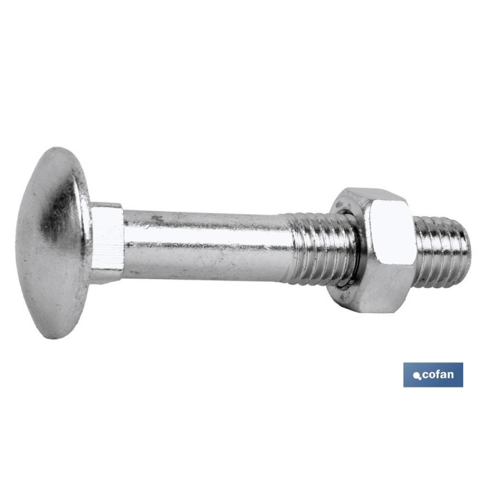 TORNILLO CARROCERO + TUERCA DE ACERO ZINCADO DIN-603/934 M-8X40 Z