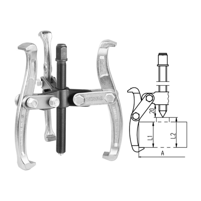 EXTRACTOR 3" DE 3 GARRAS Cr-V 3000KG - TOTAL TOOLS