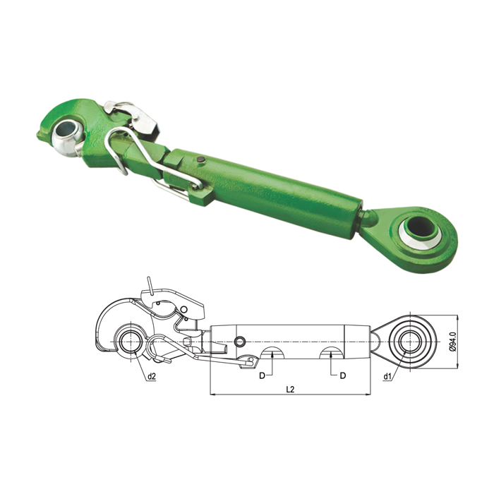 TERCER PUNTO CON ENGANCHE RÁPIDO CAT. 2-2 520 mm (CERRADO) ADAPTABLE A JOHN DEERE (SIN BOLA)