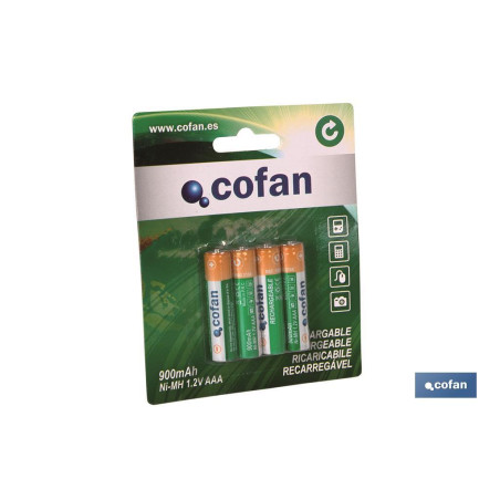 Blíster de 4 Pilas recargables modelo AA Ni-MH en 1,2v. 900 mAh