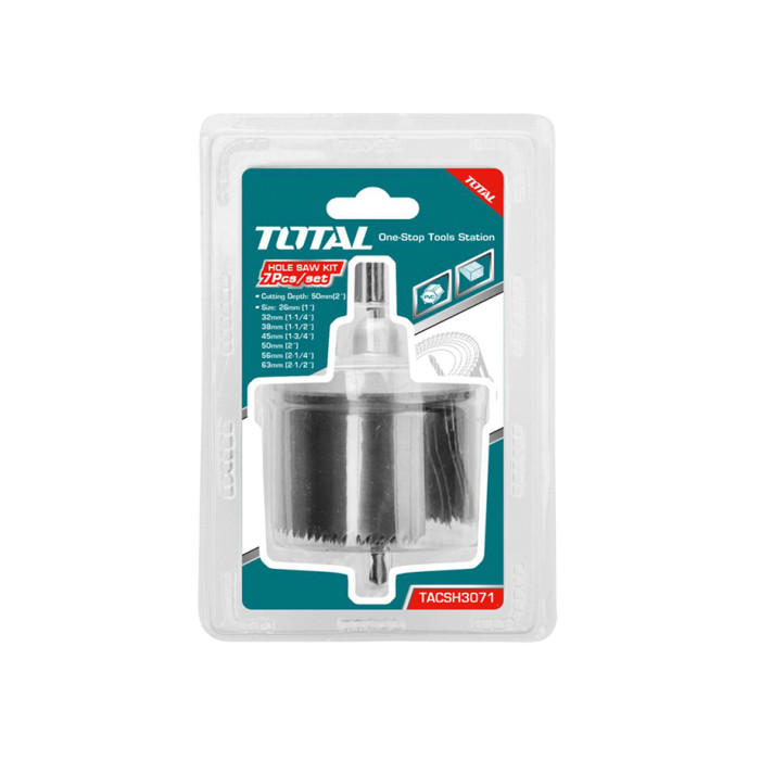 JUEGO 7 CORONAS 2" DE CORTE PARA MADERA TALADRO (26, 32, 38, 45, 50, 56, 63mm)