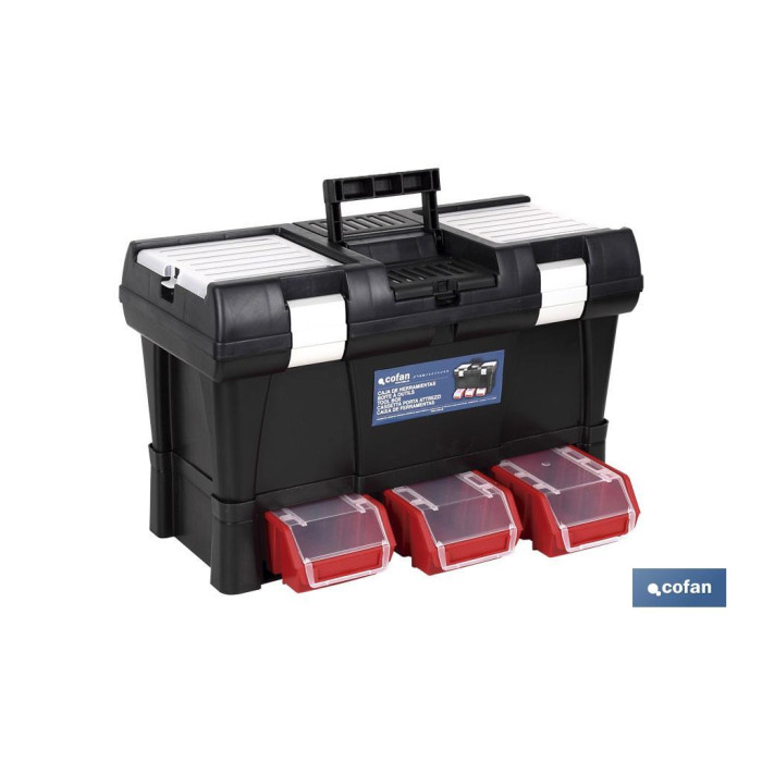 Caja de herramientas de plástico 20" modelo semi profesional con sistema modular