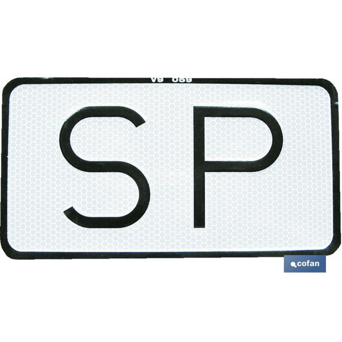 Placa "SP" V-9 Servicio Público 225x120 mm