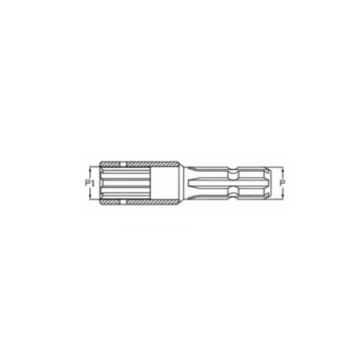 ADAPTADOR / ALARGADOR TOMA DE FUERZA Ø 30mm para chaveta de 8mm (HEMBRA) A 1-3/8" Z.6 (MACHO)