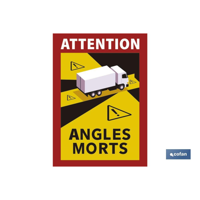 Etiqueta Adhesiva Camión Señal ATTENTION ANGLES MORTS