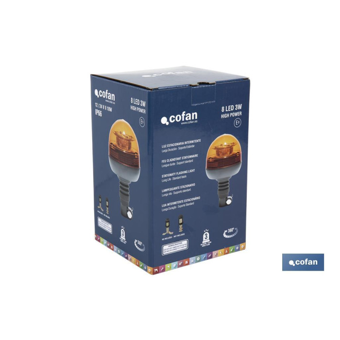 GIROFARO LED ESTACIONARIO PALOMILLA 12/24V ECE R65 IP66 PARA SOPORTE FLEXIBLE