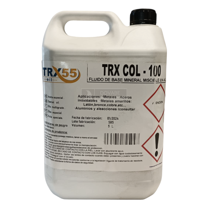 TALADRINA MISCIBLE EN AGUA PARA MECANIZADO MULTIMETAL TRX-55 COL 100 5L.