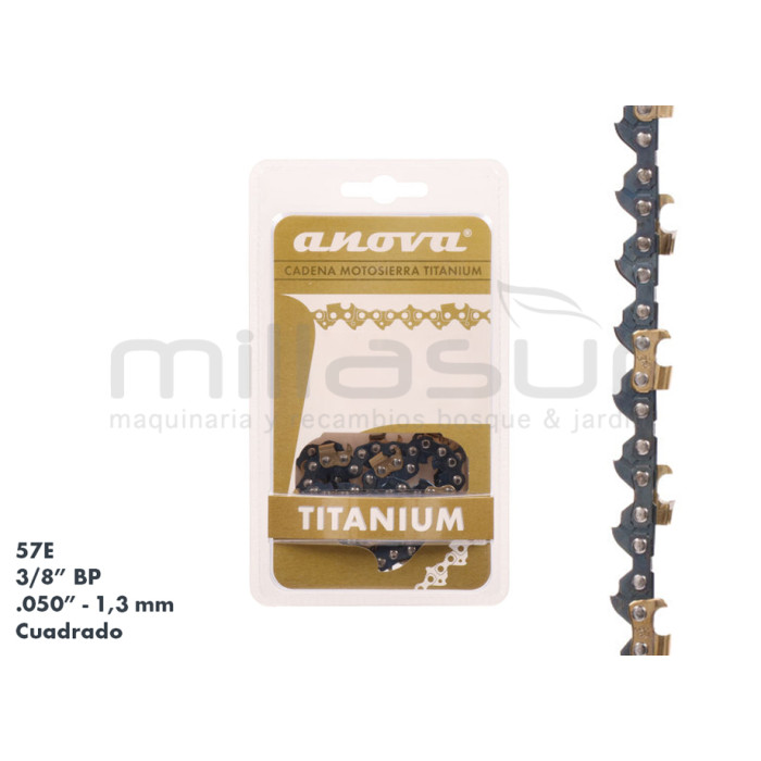 CADENA ANOVA TITANIUM 3/8" BP - .050" CUADRADO - 57 ESLABONES