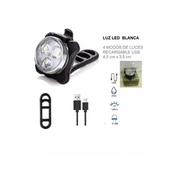 LUZ LED RECARGABLE USB BLANCA 4 MODEOS DE JUEGO DE LUCES 4.5 X 3.5 CM (BICI)