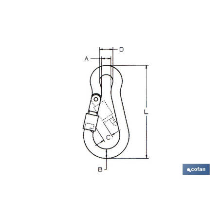 MOSQUETON CON SEGURO M11 x 120 mm